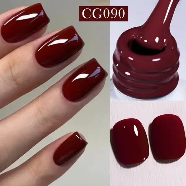 น้ำยาทาเล็บเจล สีแดงเข้ม สีเคลือบเงา